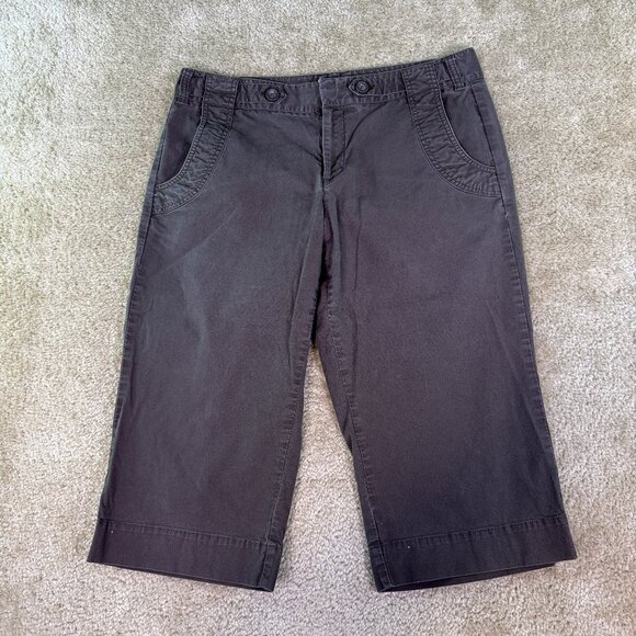 DOCKERS Mid Rise Curvy Brown Stretch CAPRI Pants Women’s Size 12 - 34x18 - E514 - Picture 1 of 10